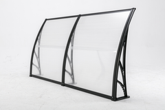 Copertină ECO de ușă 200x100cm marchiză adăpost acoperiș negru-transparent