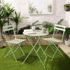 Set Bistro Flair - mobilier terasa gradina, 2 scaune + masa, otel vopsit - Verde (Olive Green)