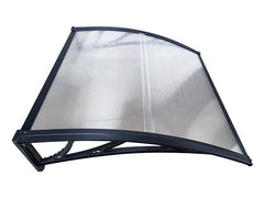 Copertină ECO de ușă 100x100cm marchiză adăpost acoperiș negru-transparent