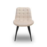 Scaun de Bucatarie / Dining, AVA Tapitat Textil Catifea, Cadru din Metal Vopsit, 85x60x50cm, Crem
