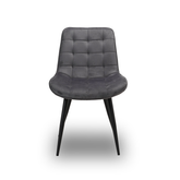 Scaun de Bucatarie / Dining, AVA Tapitat Textil Catifea, Cadru din Metal Vopsit, 85x60x50cm, Gri inchis
