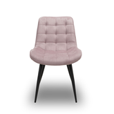 Scaun de Bucatarie / Dining, AVA Tapitat Textil Catifea, Cadru din Metal Vopsit, 85x60x50cm, Roz