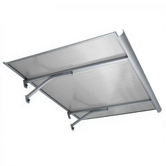 Copertină BODO PRO Alu cu jgheab + Policarbonat de ușă 120x90cm marchiză adăpost acoperiș gri-transparent