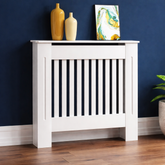 Mască pentru calorifer alb lucios / lemn MDF cu lamele verticale