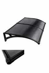 Copertină PREMIUM LUMI cu senzor de lumină și panou solar pentru ușă, 200x100 cm marchiză acoperiș adăpost, negru-antracit