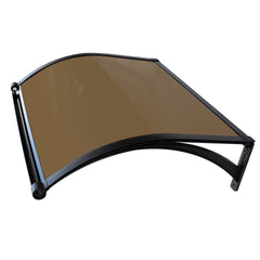 Copertină ERIC PRO Alu cu Jgheab + Plexiglas de ușă 120x100cm marchiză adăpost acoperiș negru-bronz