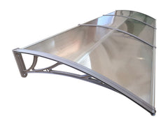 Copertină ECO de ușă 300x100cm marchiză adăpost acoperiș gri-transparent