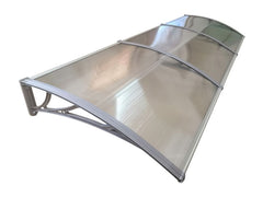 Copertină ECO de ușă 360×120cm marchiză adăpost acoperiș gri-transparent