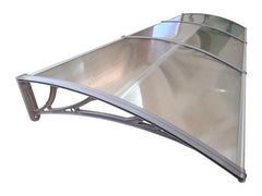 Copertină ECO de ușă 240x150cm marchiză adăpost acoperiș gri-transparent