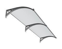Copertină PREMIUM LUMI cu senzor de lumină și panou solar pentru ușă, 200x100 cm marchiză acoperiș adăpost, gri-transparent