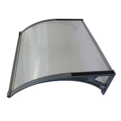 Copertină PREMIUM LUMI cu senzor de lumină și panou solar pentru ușă, 150x100 cm marchiză acoperiș adăpost, gri-transparent