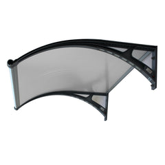 Copertină PREMIUM LUMI cu senzor de lumină și panou solar pentru ușă, 200x100 cm marchiză acoperiș adăpost, gri-transparent