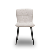 Scaun de Bucatarie / Dining, LIVIO, Tapitat Textil, Interior Burete Moale, Cadru din Metal Vopsit, 71x53x45 cm, Crem
