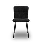 Scaun de Bucatarie / Dining, LIVIO, Tapitat Textil, Interior Burete Moale, Cadru din Metal Vopsit, 71x53x45 cm, Negru