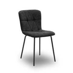 Scaun de Bucatarie / Dining, LIVIO, Tapitat Textil, Interior Burete Moale, Cadru din Metal Vopsit, 71x53x45 cm, Negru