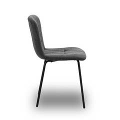 Scaun de Bucatarie / Dining, LIVIO, Tapitat Textil, Interior Burete Moale, Cadru din Metal Vopsit, 71x53x45 cm, Gri