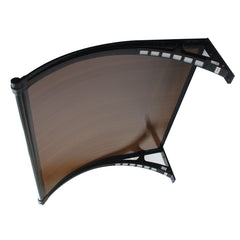 Copertină PREMIUM LUMI cu senzor de lumină și panou solar pentru ușă, 120x100 cm marchiză acoperiș adăpost, negru-bronz