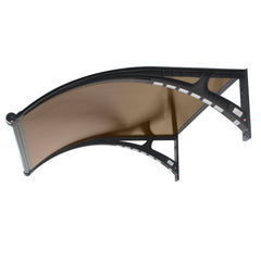 Copertină PREMIUM LUMI cu senzor de lumină și panou solar pentru ușă, 300x100 cm marchiză acoperiș adăpost, negru-bronz