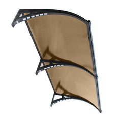 Copertină PREMIUM LUMI cu senzor de lumină și panou solar pentru ușă, 300x100 cm marchiză acoperiș adăpost, negru-bronz