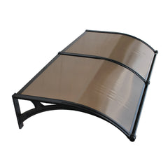 Copertină PREMIUM LUMI cu senzor de lumină și panou solar pentru ușă, 300x100 cm marchiză acoperiș adăpost, negru-bronz
