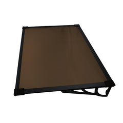 Copertină MAX PRO Otel+Alu+Policarbonat de ușă 120x80cm marchiză adăpost acoperiș negru-bronz