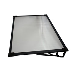 Copertină MAX PRO Otel+Alu+Policarbonat de ușă 120x80cm marchiză adăpost acoperiș negru-transparent