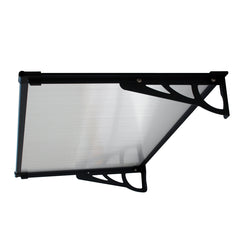 Copertină MAX PRO Otel+Alu+Policarbonat de ușă 120x80cm marchiză adăpost acoperiș negru-transparent