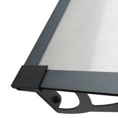 Copertină MAX PRO Otel+Alu+Policarbonat de ușă 200x80cm marchiză adăpost acoperiș negru-transparent