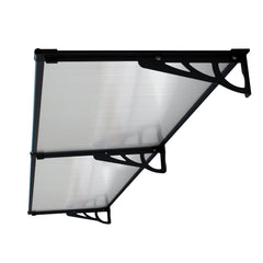 Copertină MAX PRO Otel+Alu+Policarbonat de ușă 200x80cm marchiză adăpost acoperiș negru-transparent