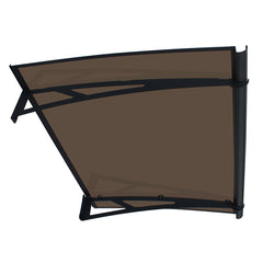 Copertină NEO PRO Otel+ALU cu Jgheab+Plexiglas de ușă 150x100cm marchiză adăpost acoperiș negru-bronz