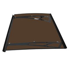 Copertină NEO PRO Otel+ALU cu Jgheab+Plexiglas de ușă 150x100cm marchiză adăpost acoperiș negru-bronz