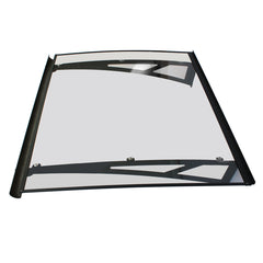 Copertină NEO PRO Otel+ALU cu Jgheab+Plexiglas de ușă 120x100cm marchiză adăpost acoperiș negru-transparent