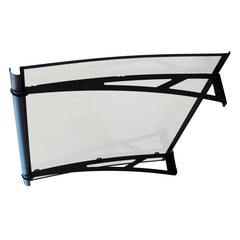 Copertină NEO PRO Otel+ALU cu Jgheab+Plexiglas de ușă 120x100cm marchiză adăpost acoperiș negru-transparent
