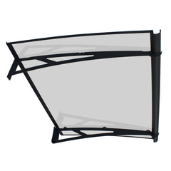 Copertină NEO PRO Otel+ALU cu Jgheab+Plexiglas de ușă 120x100cm marchiză adăpost acoperiș negru-transparent