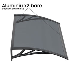 Copertina PREMIUM 100x100 cm, Policarbonat 6 mm, Suporturi din ABS, Negru/Antracit