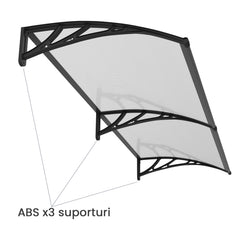 Copertina PREMIUM 200x100 cm, Policarbonat 6 mm, Suporturi din ABS, Negru/Transparent