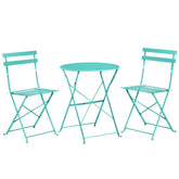 Set Bistro Flair - mobilier terasa gradina, 2 scaune + masa, otel vopsit - verde turcoaz
