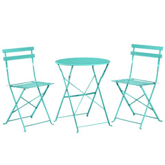 Set Bistro Flair - mobilier terasa gradina, 2 scaune + masa, otel vopsit - verde turcoaz