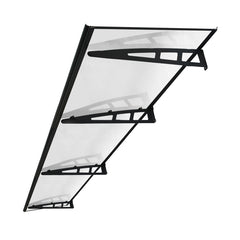 MAPROFI Copertină VIVIEN PRO Alu+Plexiglas de ușă 300x100cm marchiză adăpost acoperiș negru-transparent