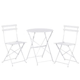 Set Bistro Flair - mobilier terasa gradina, 2 scaune + masa, otel vopsit - alb