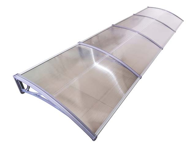 Copertină ECO 400x150 cm din policarbonat – Gri/Transparent - MAPROFI