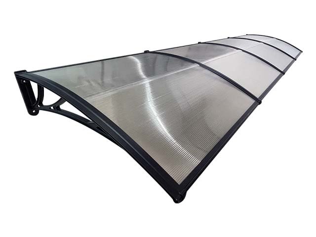 Copertină ECO 400x150 cm din policarbonat – Negru/Transparent - MAPROFI