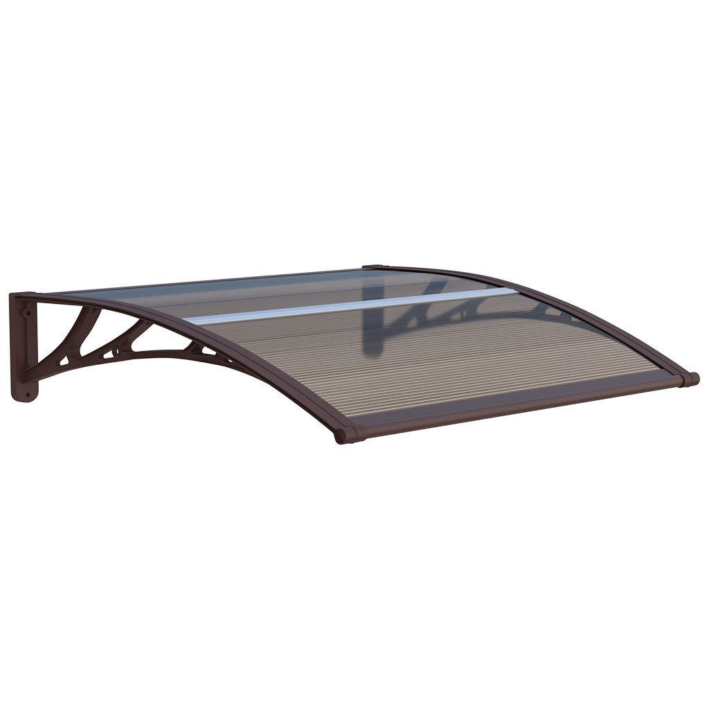 Copertină pentru Ușă ECO 120x100 cm, Policarbonat 5 mm Conector H, Suporturi ABS, Accesorii Montaj Incluse, Maro/Bronz - MAPROFI