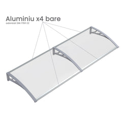 Copertină PREMIUM 150x120 cm, placă 6 mm dintr-o bucată – Gri/Transparent - MAPROFI