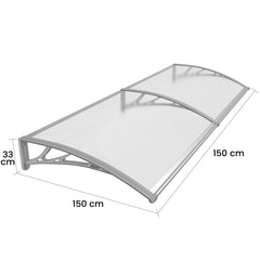 Copertină PREMIUM 150x150 cm, placă 6 mm dintr-o bucată – Gri/Transparent - MAPROFI