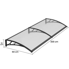 Copertina PREMIUM 200x60 cm, Policarbonat 6 mm, Suporturi din ABS, Negru/Transparent - MAPROFI