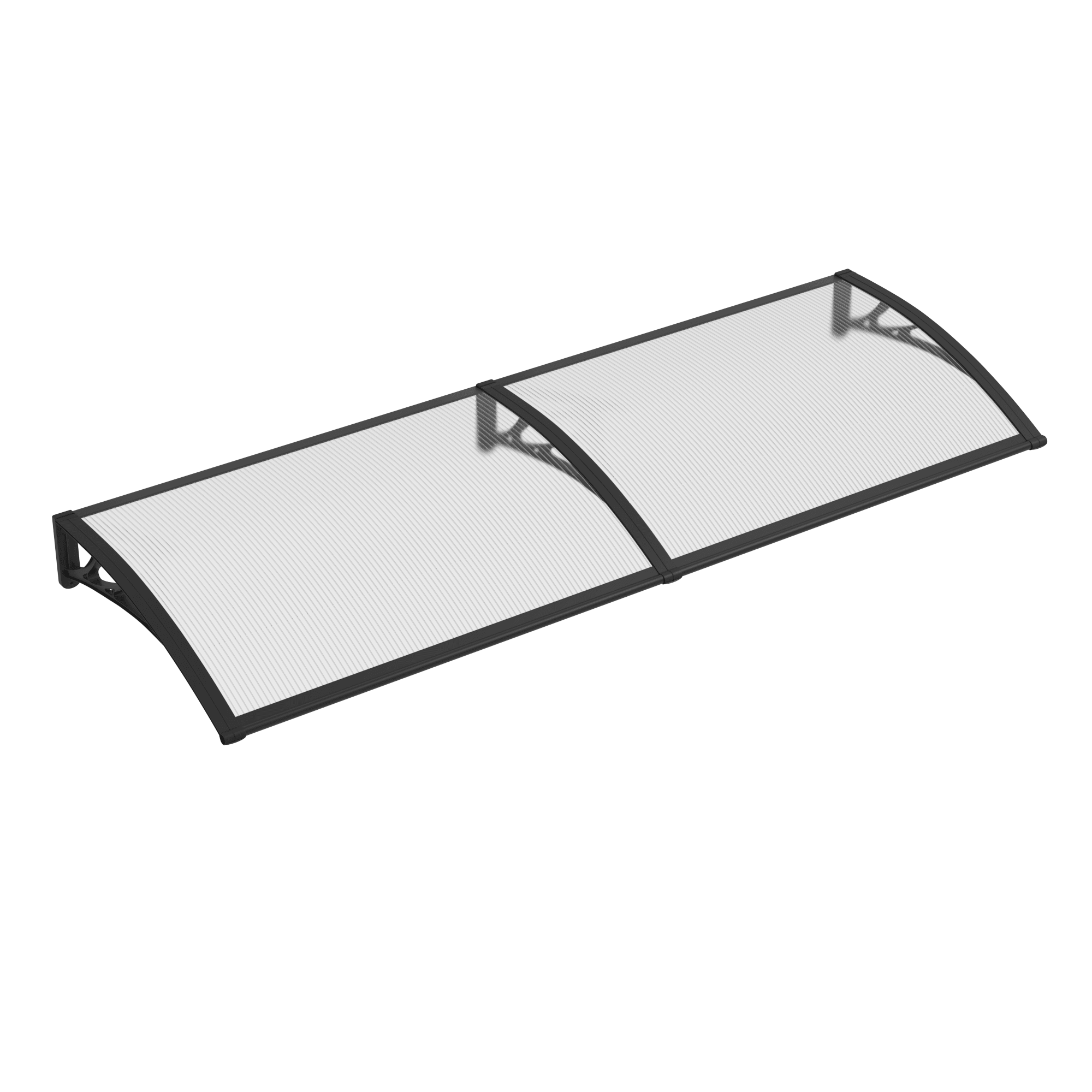 Copertină PREMIUM 240x100 cm, placă 6 mm dintr-o bucată – Negru/Transparenta - MAPROFI