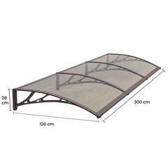 Copertină PREMIUM 300x120 cm, placă 6 mm dintr-o bucată – Maro/Bronz - MAPROFI