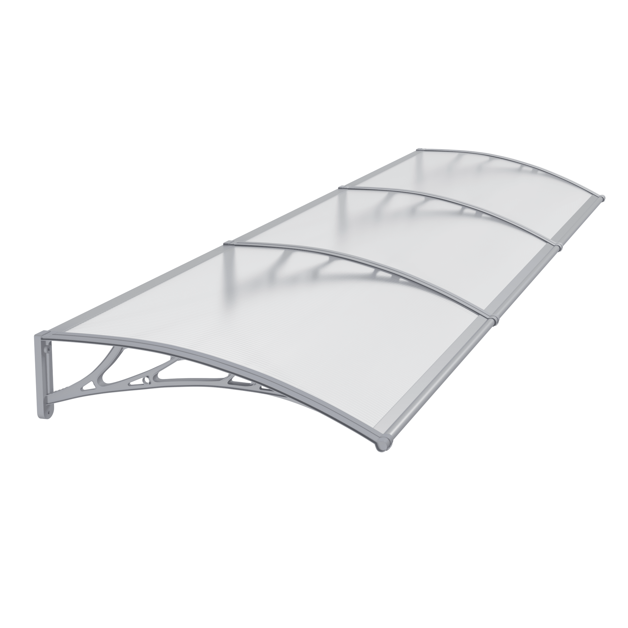 Copertină PREMIUM 300x80 cm, placă 6 mm dintr-o bucată – Gri/Transparent - MAPROFI