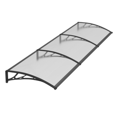 Copertină PREMIUM 360x100 cm, placă 6 mm dintr-o bucată – Negru/Transparenta - MAPROFI